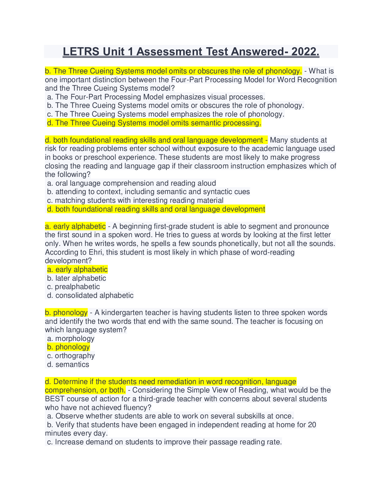 Preview image for LETRS All Units 1-8 Compiled| Every Unit's Sessions| LETRS Complete Test Version Assessment. Background, Depth of Knowledge, Language Tools and Literacy skills